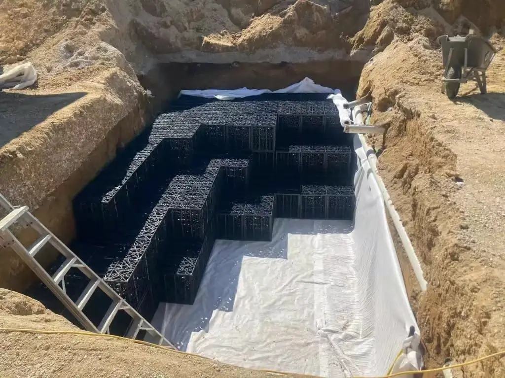 On-Site Installation of Modular Geocellular Crate Infiltration System