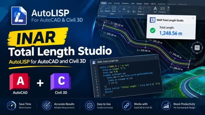 INAR Total Length Studio AutoLISP for AutoCAD and Civil 3D